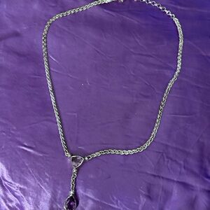 Beautiful Sterling silver necklace with 2 purple amethyst